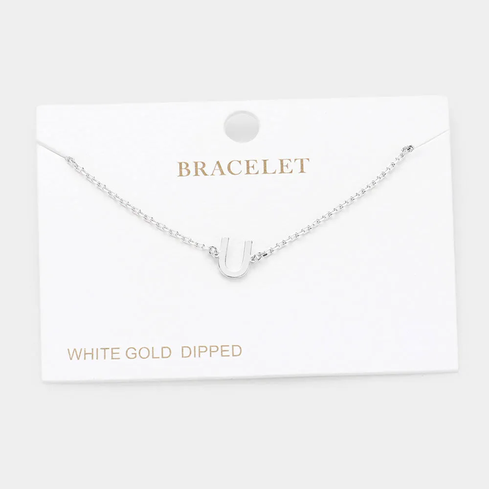iLLASPARKZ -U- White Gold Dipped Metal Monogram Charm Bracelet