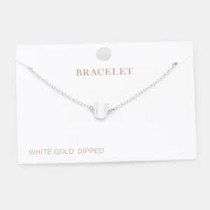 iLLASPARKZ -U- White Gold Dipped Metal Monogram Charm Bracelet