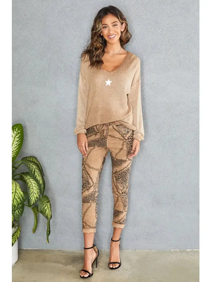 Italian Chains and Cheetah Crinkle Jogger