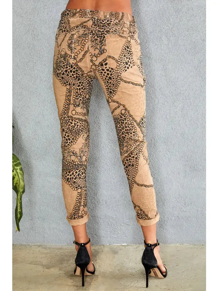 Italian Chains and Cheetah Crinkle Jogger