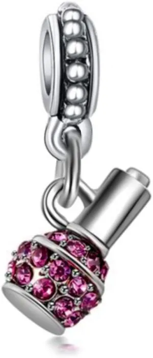 J&M Dangle Nail Polish Charm for Bracelets  (Rose Pink)
