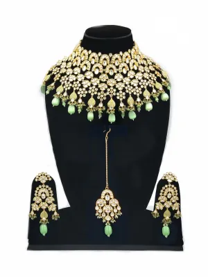 Jodha Akbar Bridal Polki Kundan Statement Set (Necklace, Earrings & Maangtikka)