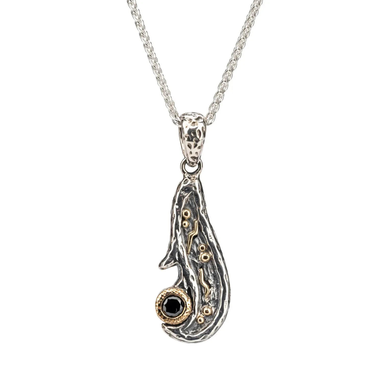 Keith Jack Sterling Silver Oxidized   10k Black CZ Rocks 'n Rivers Pendant