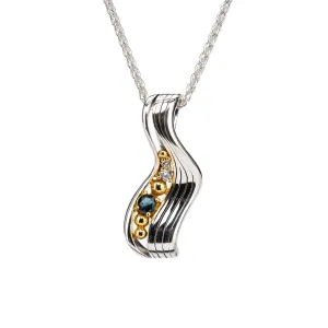 Keith Jack Sterling Silver Rhodium   10k London Blue Topaz & CZ Rocks 'n Rivers Pendant..