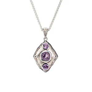 Keith Jack Sterling Silver Rhodium Amethyst & CZ Rocks 'n Rivers Pendant