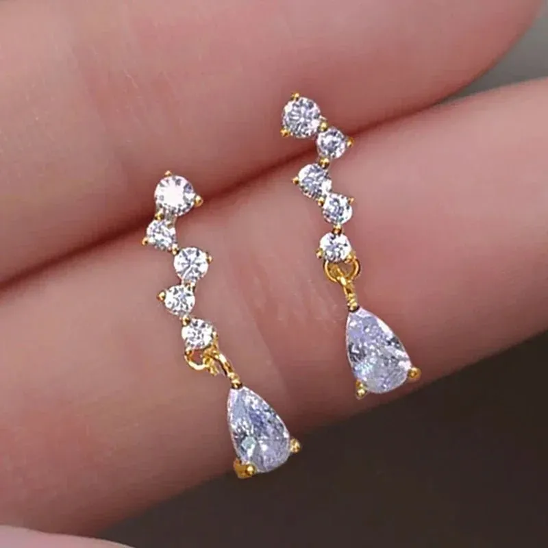 Lady Zircon Drop Earrings Engagement Ceremony Jewelry Exquisite Accessories