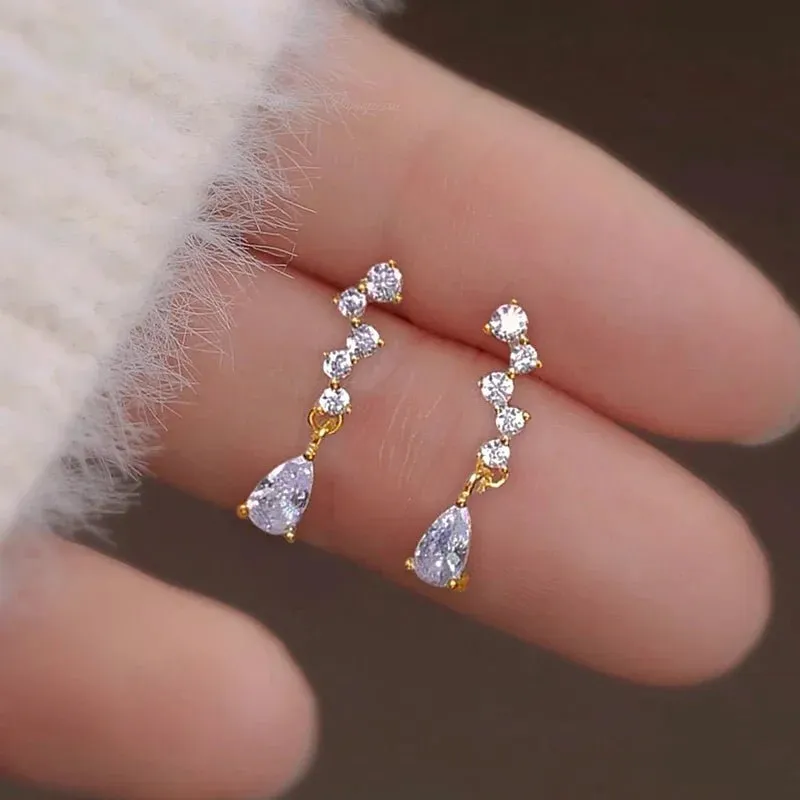 Lady Zircon Drop Earrings Engagement Ceremony Jewelry Exquisite Accessories
