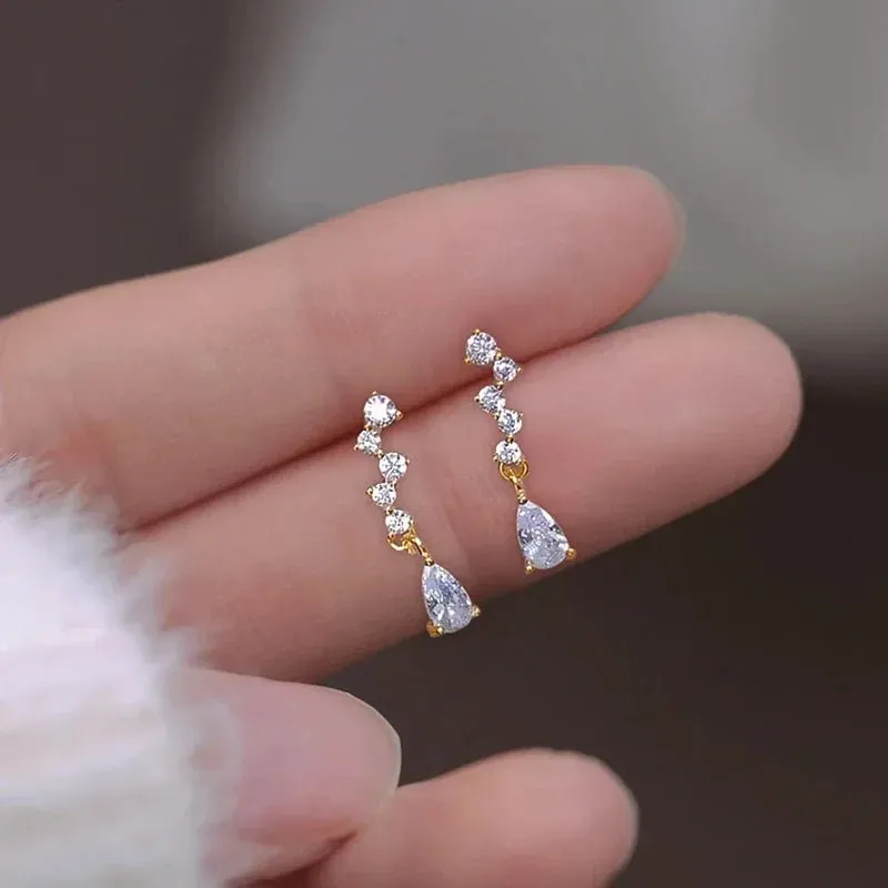Lady Zircon Drop Earrings Engagement Ceremony Jewelry Exquisite Accessories