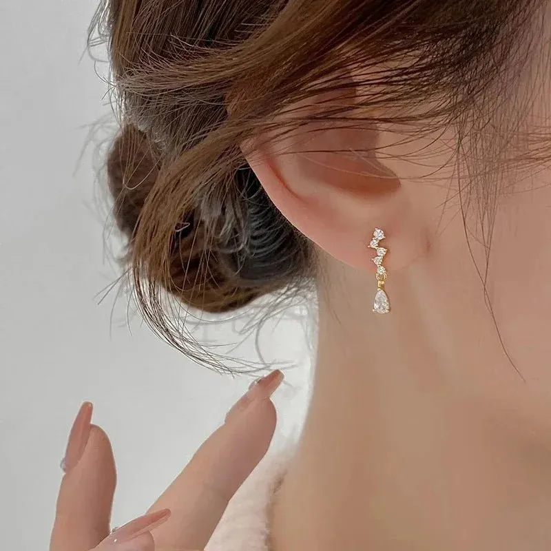 Lady Zircon Drop Earrings Engagement Ceremony Jewelry Exquisite Accessories