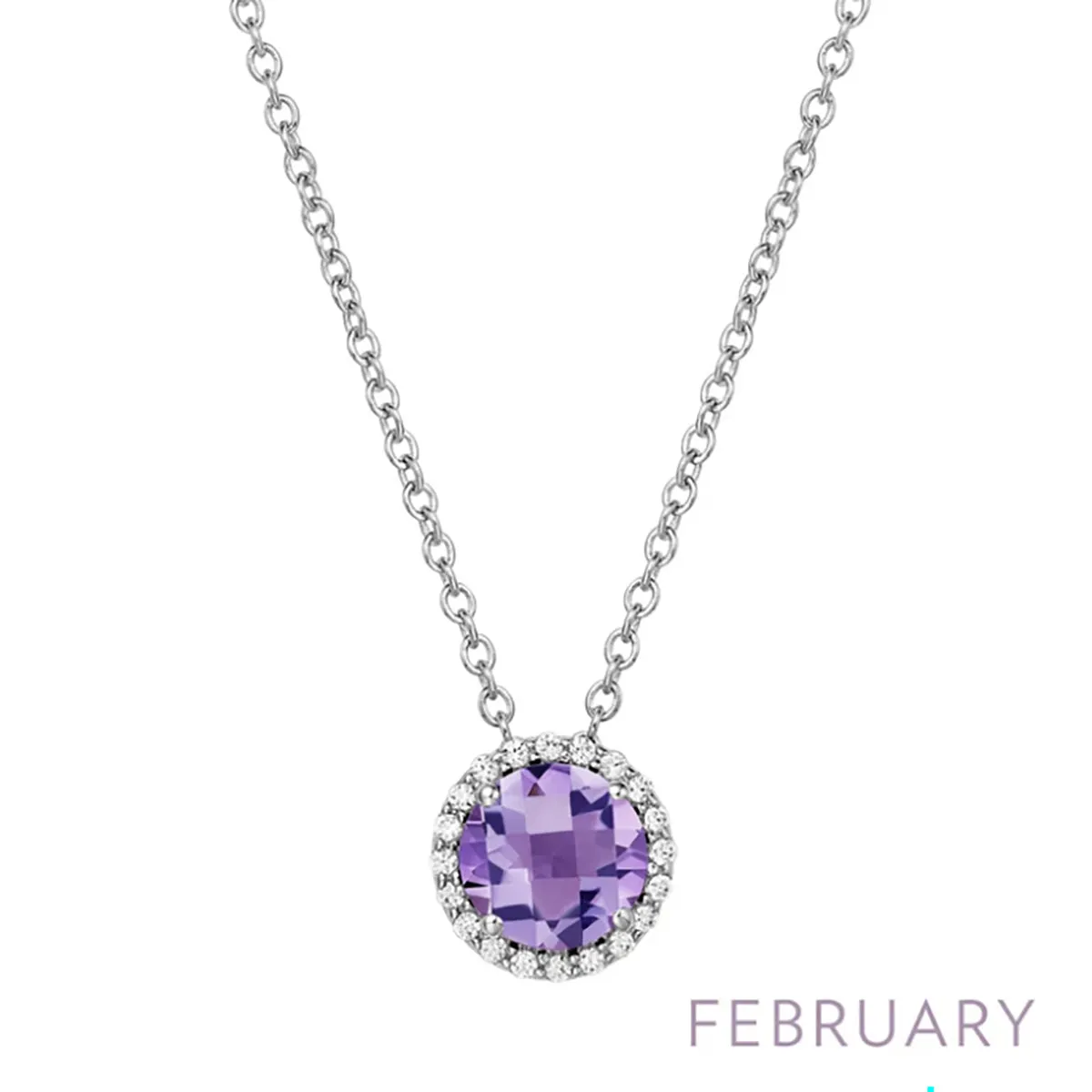 Lafonn Amethyst February Birthstone Halo Necklace