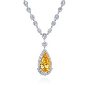 Lafonn Simulated Canary Yellow Pear Cut Diamond Necklace