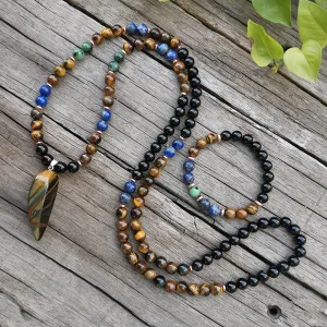 Lapis & Tigers Eye Mala Bracelet/Necklace/Set