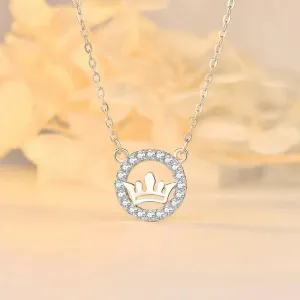 LOVCIA Ellegant CZ Queen's Crown 925 Sterling Silver Necklace