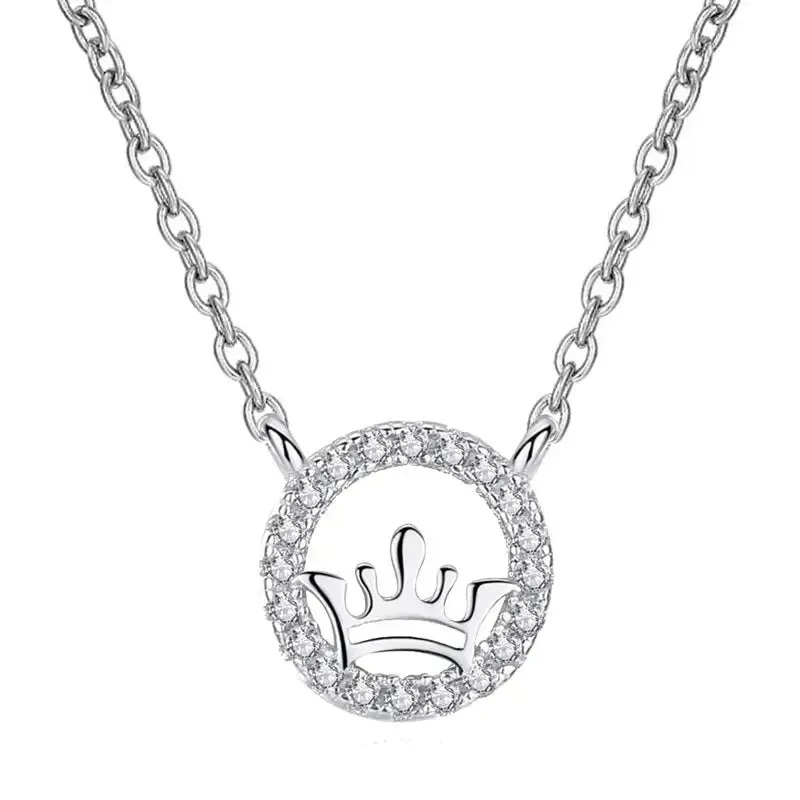 LOVCIA Ellegant CZ Queen's Crown 925 Sterling Silver Necklace