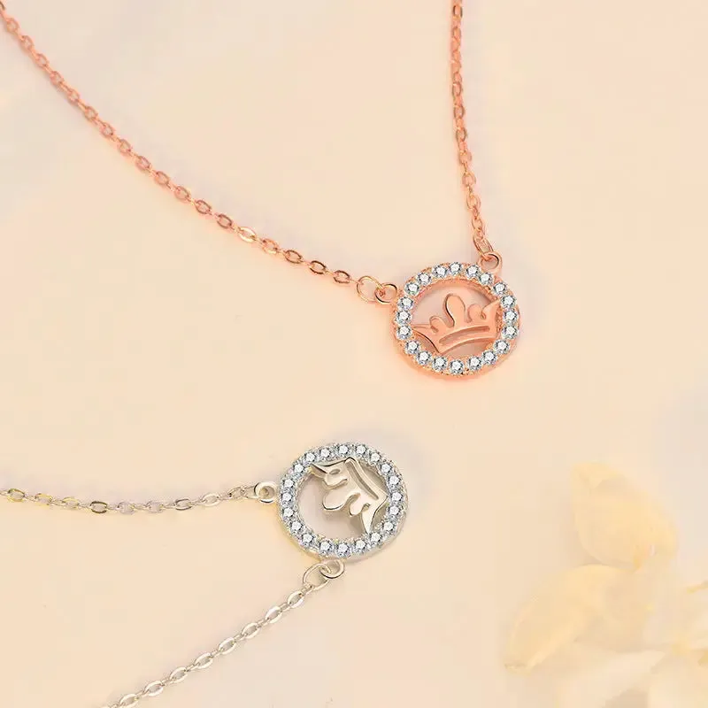 LOVCIA Ellegant CZ Queen's Crown 925 Sterling Silver Necklace