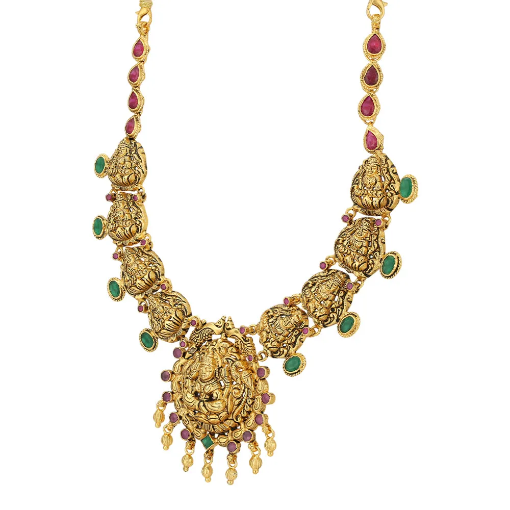 Majestic Lakshmi Radiance 925 Gold Plated Necklace