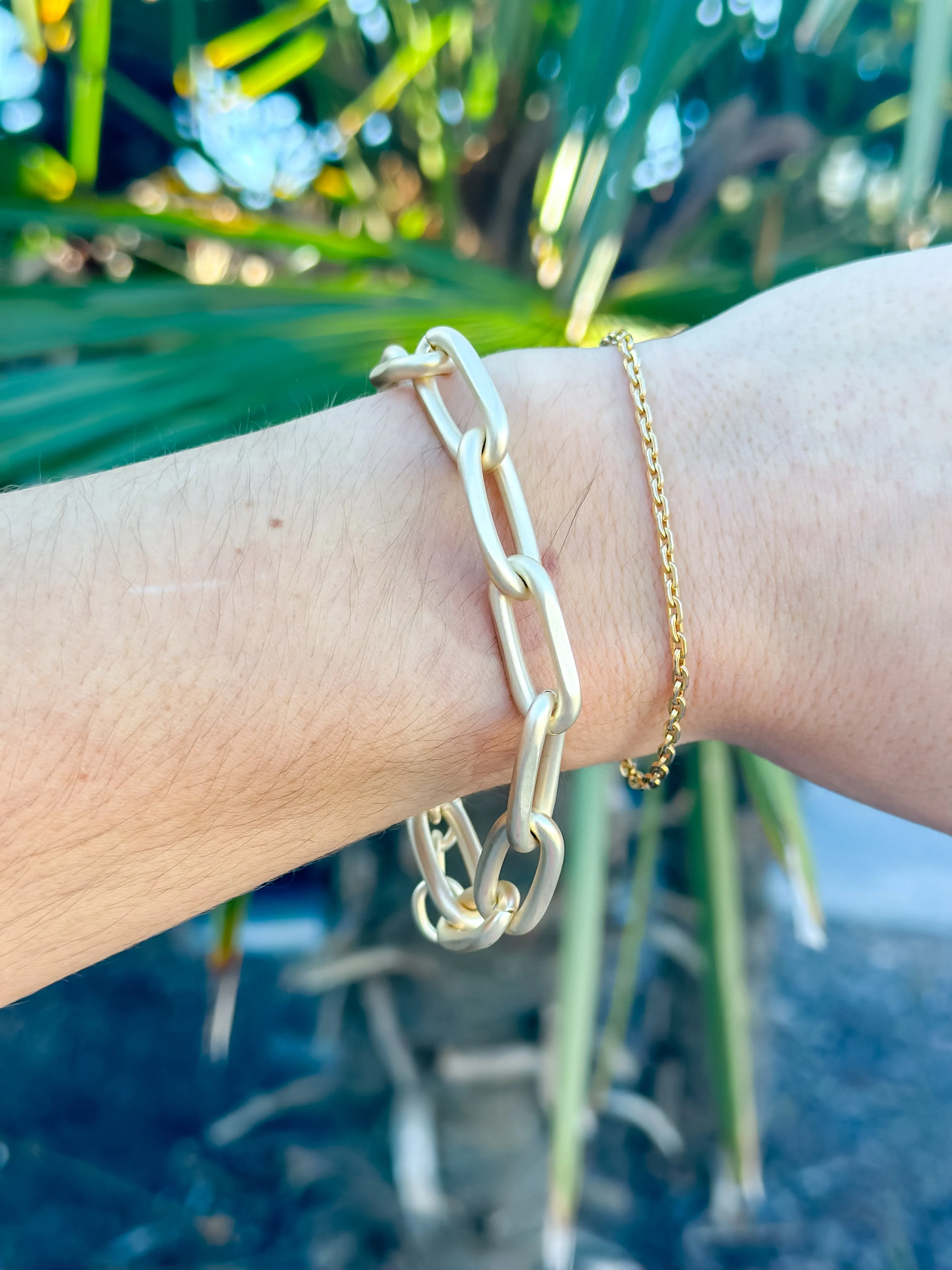 Matte Gold Plated Thick Chain Bracelet