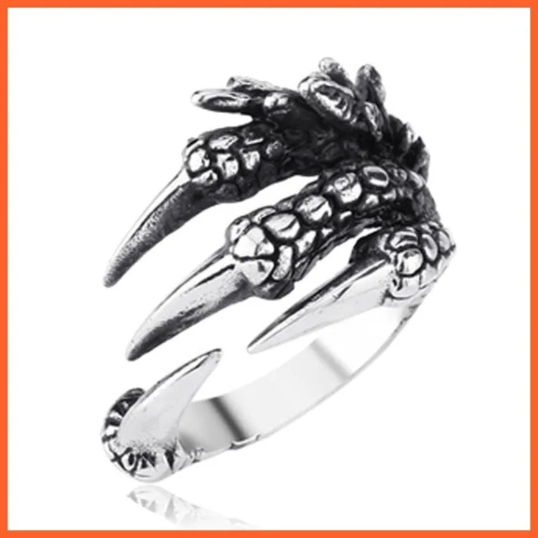 Men Gothic Vintage Cool Eagle Claw Evil Skeleton Skull Ring