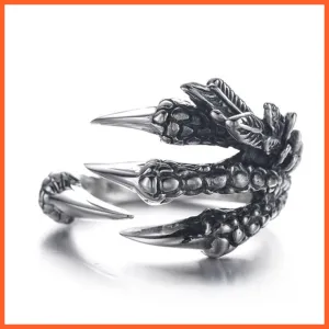 Men Gothic Vintage Cool Eagle Claw Evil Skeleton Skull Ring