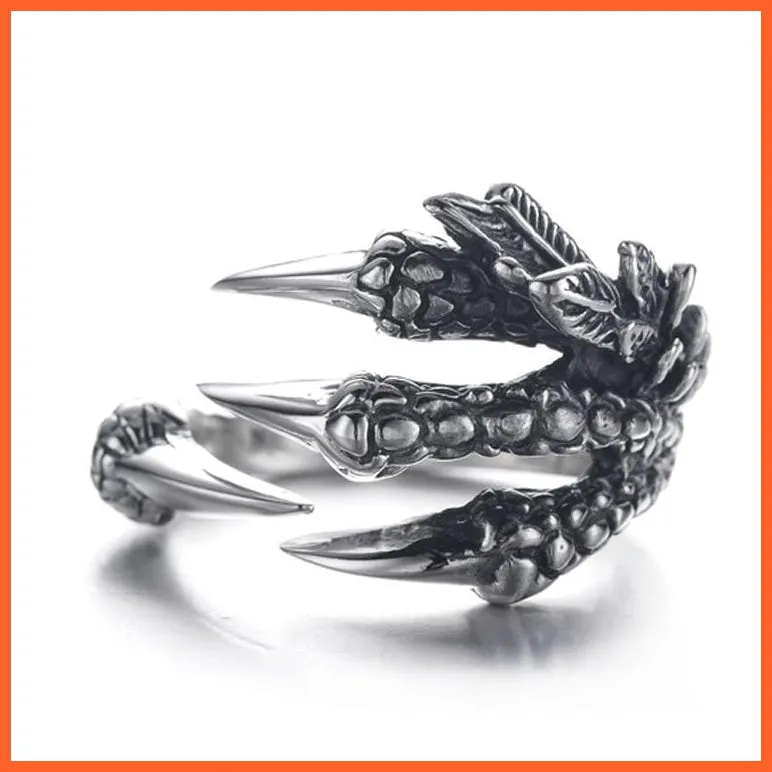 Men Gothic Vintage Cool Eagle Claw Evil Skeleton Skull Ring
