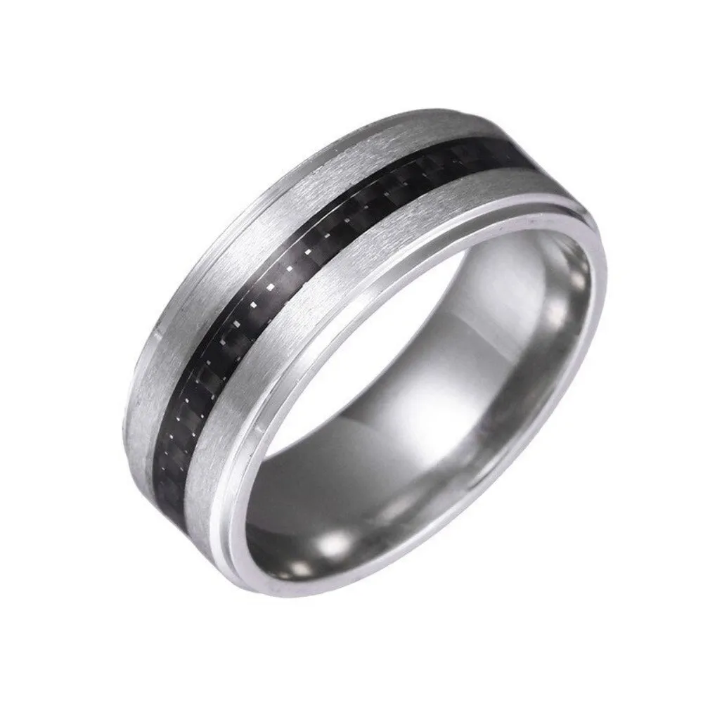 men's rings two tone stainless polished beatiful inlay stylish men's rings ✈️ free.shipping