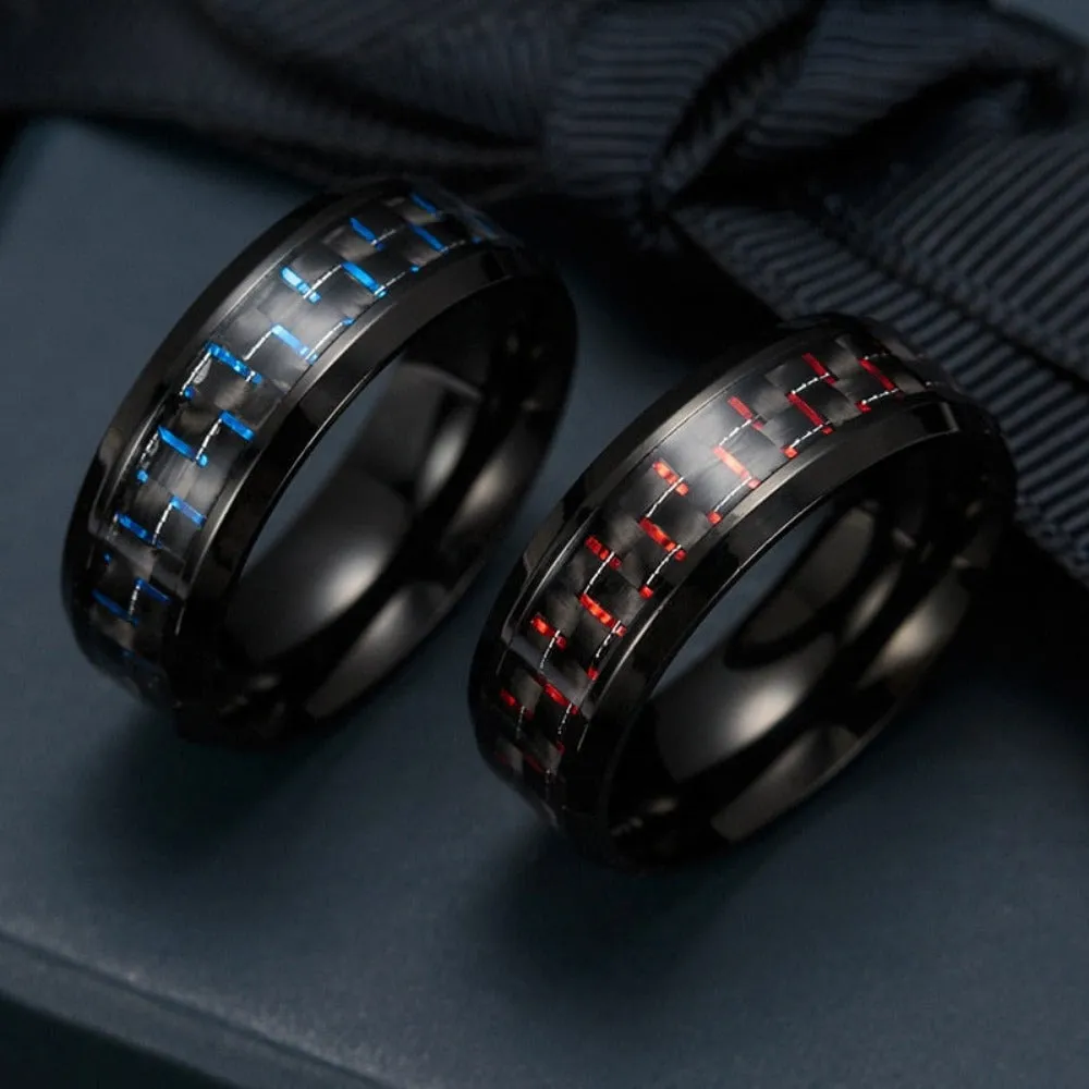men's rings two tone stainless polished beatiful inlay stylish men's rings ✈️ free.shipping