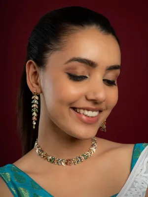 Mesmerizing Navaratan Jadau Choker Necklace Set (Necklace & Earrings Set)