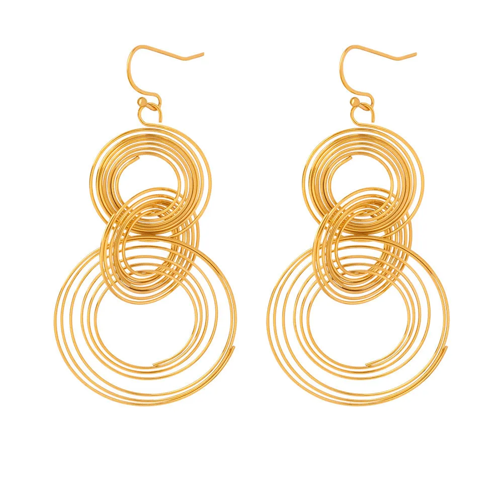 Modern Geometric Circle Earrings in Titanium Steel Gold-Plated Design