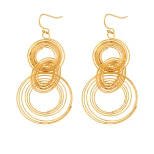 Modern Geometric Circle Earrings in Titanium Steel Gold-Plated Design