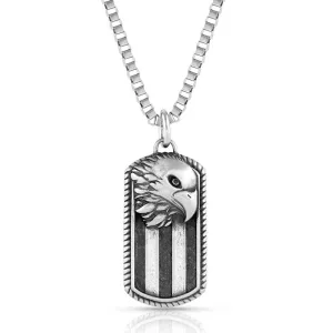 Montana Silversmiths Patriotic Strength Dog Tag Necklace