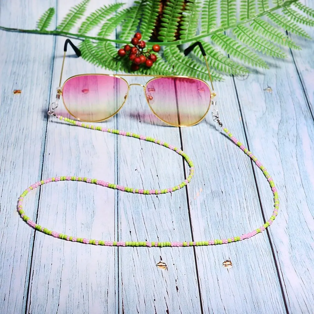 MOON GIRL Colorful Seed Beads Eyeglass Chains Street Stylish Brillenketten Girl Fashion Sunglasses Chain Eyewears Cord Holder