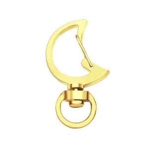 Moon-Shaped Swivel Snap Hook Keychain Metal Spring Snap Key Ring Gold