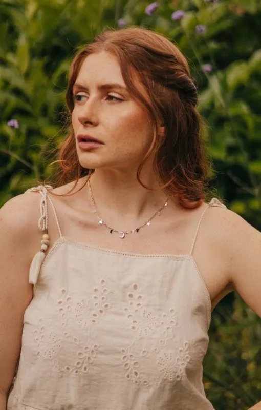 Moon, Star, Quartz & Miyuki Beaded Necklace