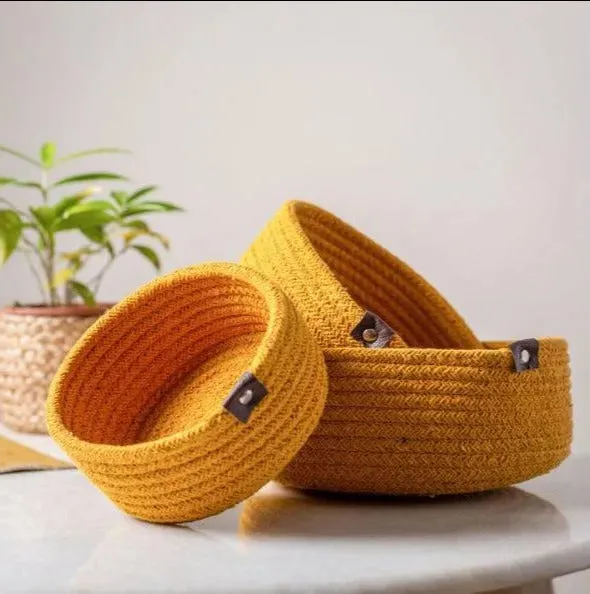 Multi Purpose Cotton Storage Basket | Set of 3