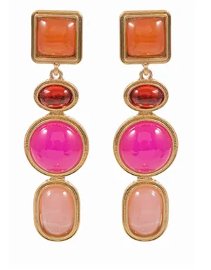 Multi Shape Stone Drop Earrings