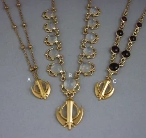Necklaces with small khanda / adi shakti pendants