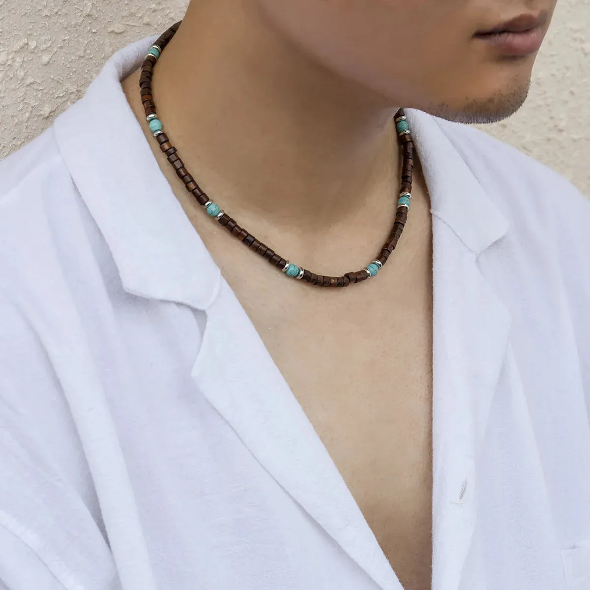 New Bohemian Style Necklace for Men Polymer Clay Pieces Spliced Wood Beads Wholesale Hot Spot Gothic Chains Jewelry