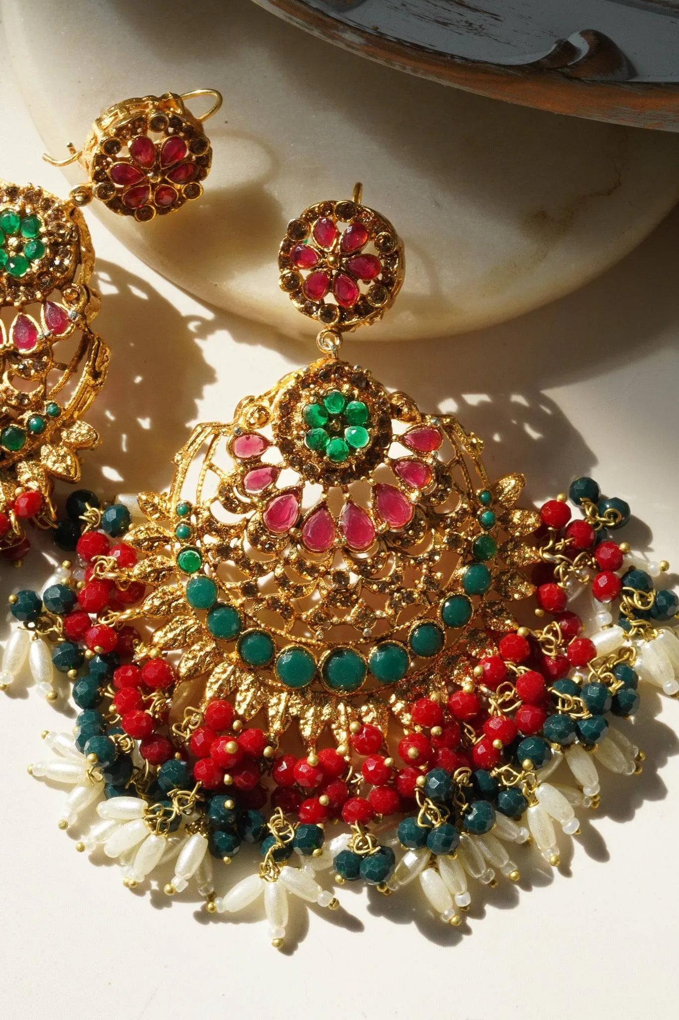 Nora - Oversized Chandbali Statement Earrings