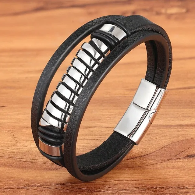 Ocean Conservation Jewelry | Chic Stainless Leather Bracelet