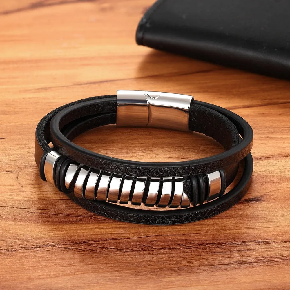 Ocean Conservation Jewelry | Chic Stainless Leather Bracelet