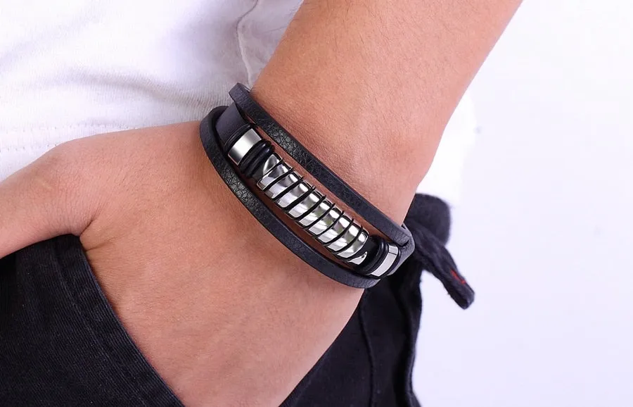 Ocean Conservation Jewelry | Chic Stainless Leather Bracelet