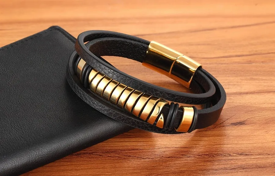 Ocean Conservation Jewelry | Chic Stainless Leather Bracelet