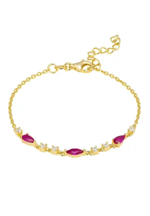 Olivia Gemstone Bracelets Gold Ruby & White Cz