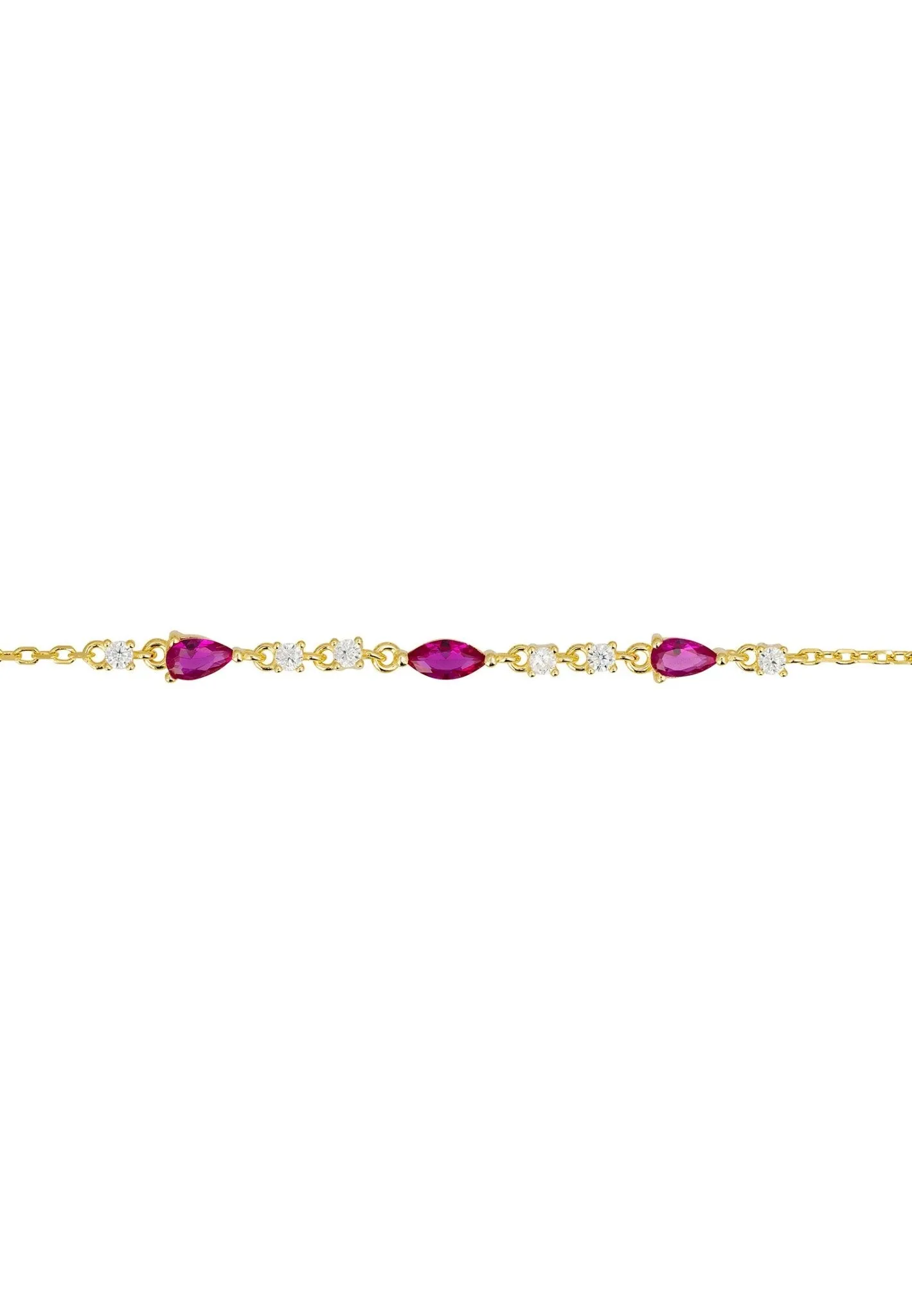 Olivia Gemstone Bracelets Gold Ruby & White Cz