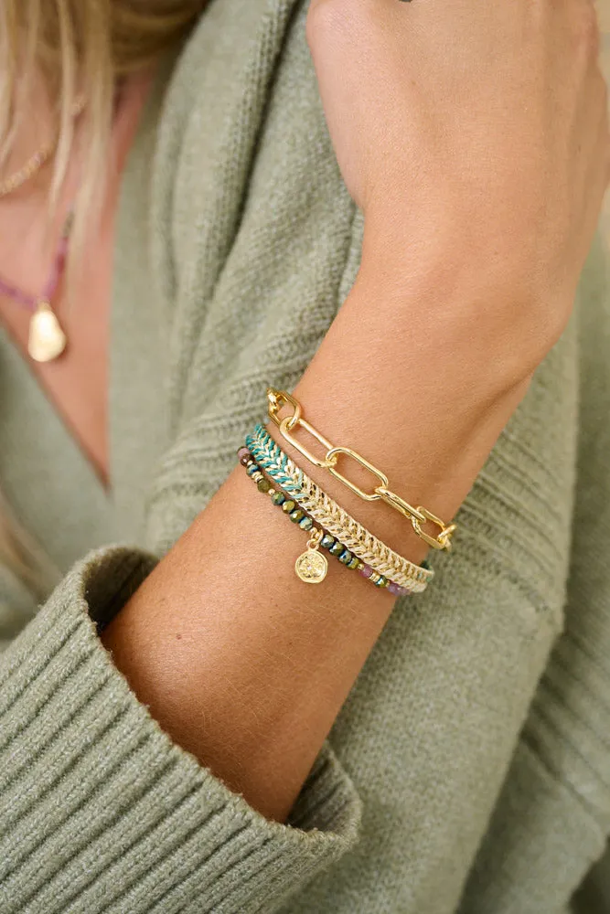 Pamban Gold & Tourmaline Stacking Bracelets