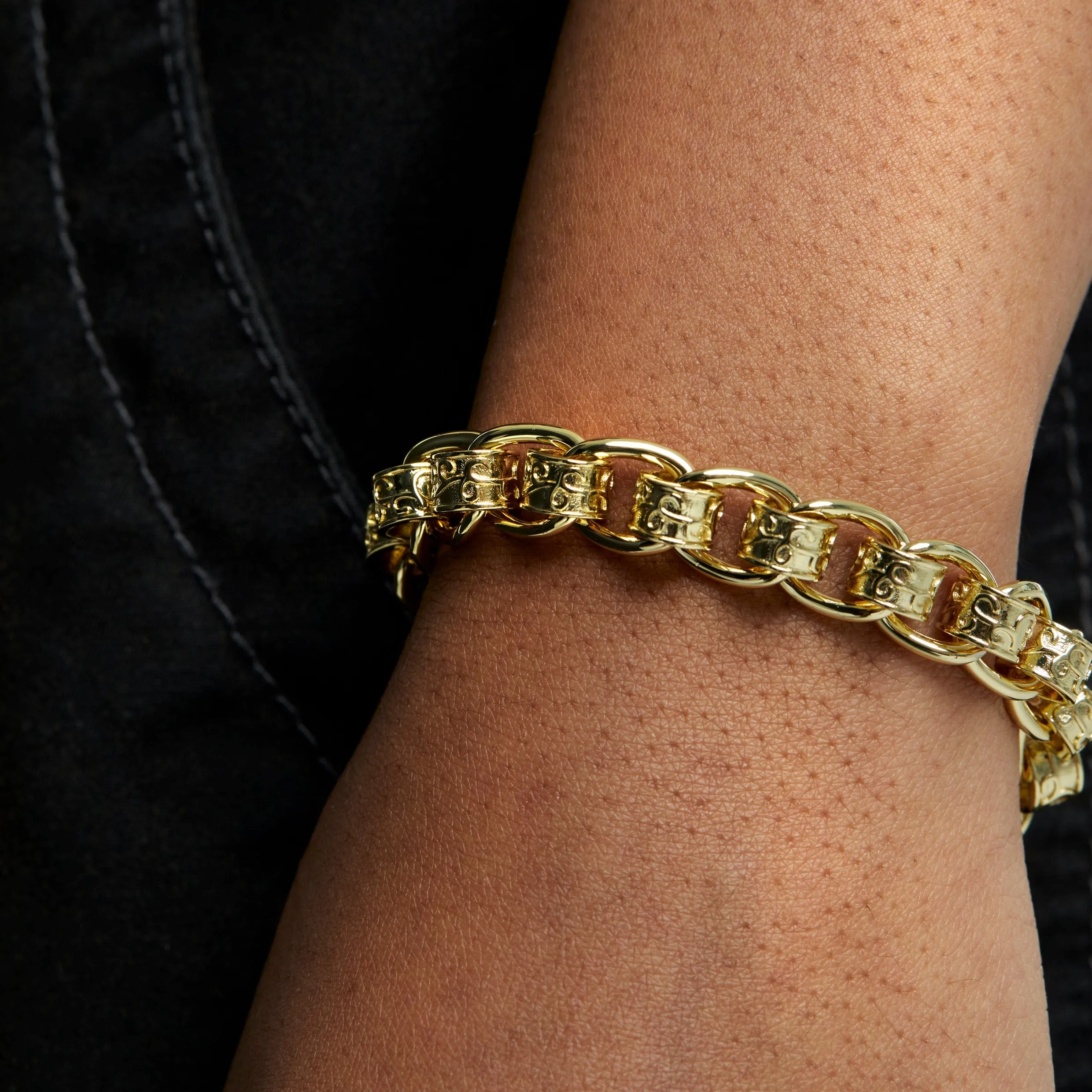 Patterned Rollerball Bracelet 10mm - Gold