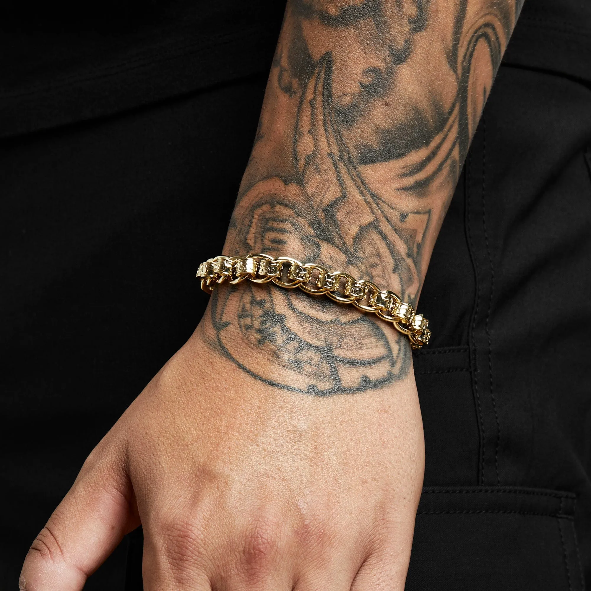 Patterned Rollerball Bracelet 10mm - Gold