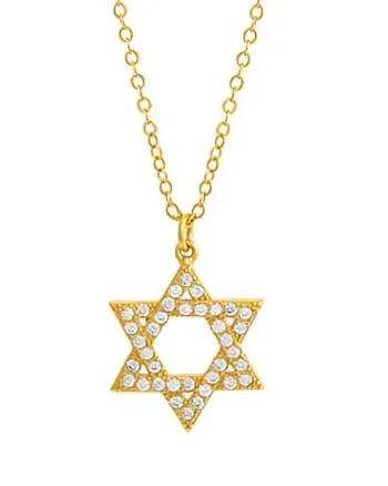 Pave Star Of David Necklace Gold One Size | Gold