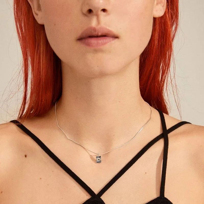 Pilgrim - Thankful Square Pendant Necklace - Silver Plated