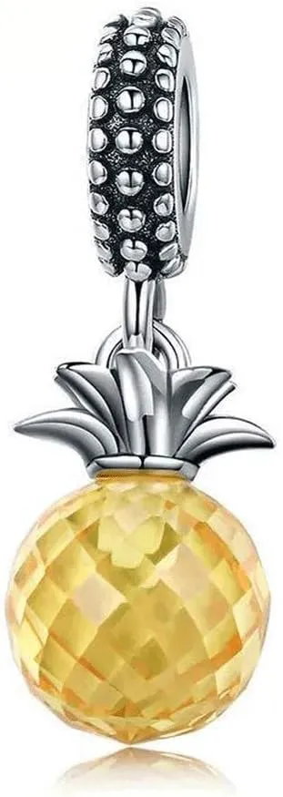 Pineapple Charm 925 Sterling Silver Fruits Charm Beads for Fashion Charms Bracelet & Necklace